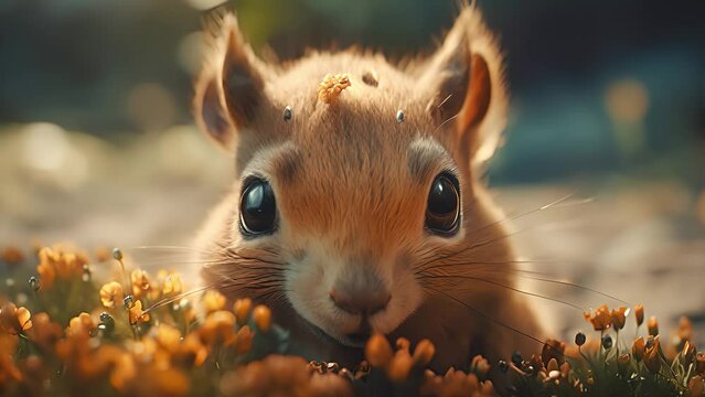 little squirrel in the forest. Created with Generative AI.	