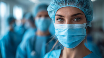 Group of Doctors in Scrubs and Masks