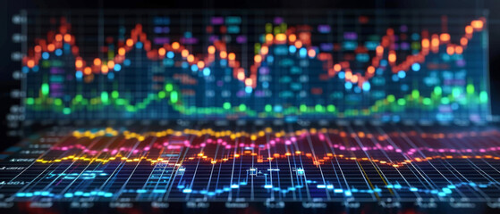 3D rendering of stock market graph on digital screen. Business and finance concept.