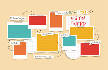 Vector photo collage template moodboard pictures grids vector illustration, vision board	