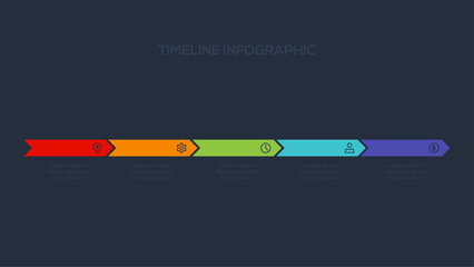 Timeline infographic with 5 elements, template for web, business, presentations. Template for web on a background.