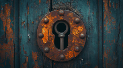 Rusted Metal Door With Keyhole