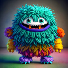 Obraz premium Cute Monster with a happy smile, and multiple colours