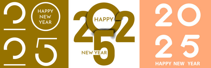 2025 logo text design. 2025 number design template. Happy New Year 2025 symbol.