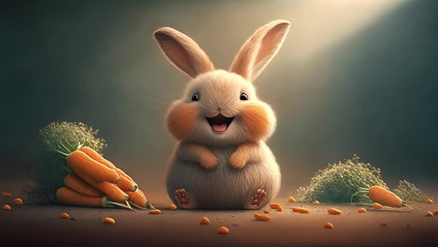 cute happy bunny. Created with Generative AI.	
