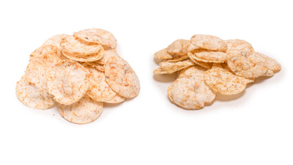 Rice chips isolated on white background.