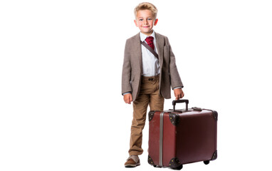 Youngster Carrying a Suitcase isolated on transparent Background