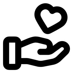 heart in hand  icon on a white background 