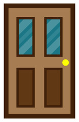 Wooden door front. Vector illustration.	