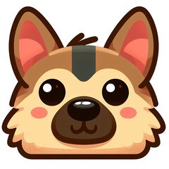 Cute German Shepherd Dog logo, cartoon style, isolated.