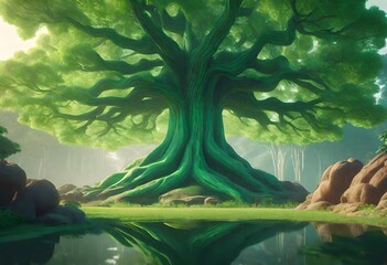 green tree symbolizing life and prosperity. 