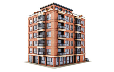 Walnut-Tinted Apartment Building isolated on transparent Background