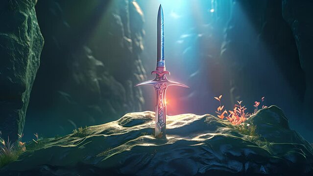 sword in the stone excalibur. Created with generative AI.	
