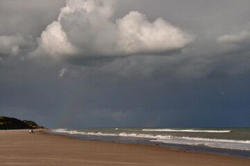 Rainbow over the sea, Curracloe Beach, Coolrainey, Curracloe, County Wexford, Ireland