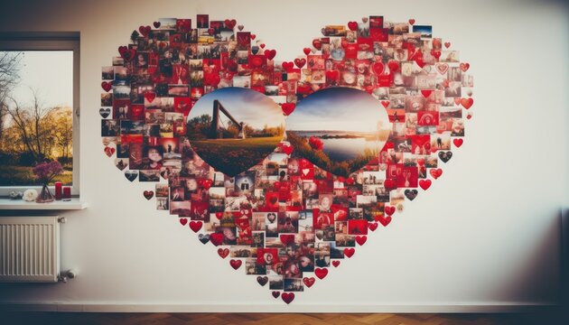 Heart Shaped Photo Collage With Multiple Pictures