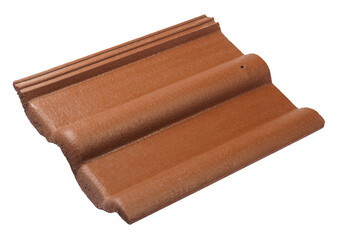 Colored Concrete Roof Tiles Isolated on White Background.