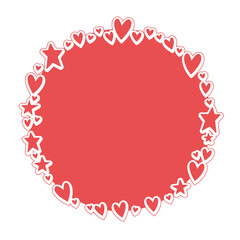 Circle frame formed by hearts. Valentine's Day background. Circular love background with hearts.