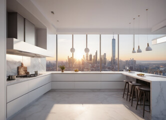 Modern Kitchen with Breathtaking Cityscape View