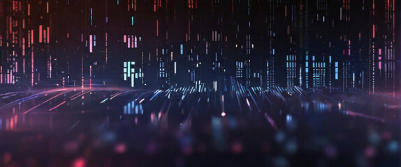 An abstract digital background with binary code and AI algorithms running in the background - obrazy, fototapety, plakaty