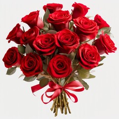Obraz premium Red Roses on white Background. Valentines Day. Love.