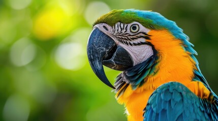 Fototapeta premium Serene African Macaw Parrot Showcasing Intricate Feather Patterns and Curved Beak
