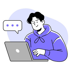 illustration of freelancer man with laptop