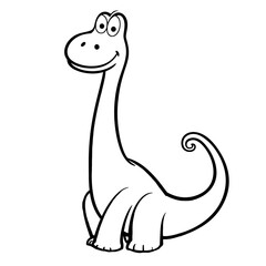 Cute cartoon dinosaur, kids or children coloring book page