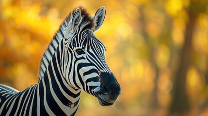 Naklejka premium Zebra Portrait Close-Up: Black and White Stripes with Expressive Eye