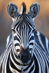 Fototapeta na wymiar Zebra's Striking Features: Distinctive Stripes and Expressive Eye Close-Up