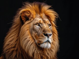 Fototapeta premium Lion king isolated on black