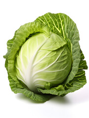 Fototapeta premium Fresh green cabbage on white background 