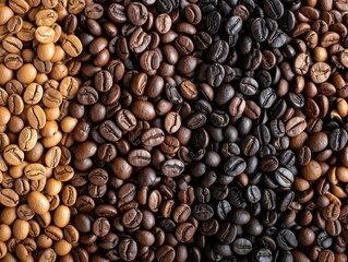 Mixture of different kinds of coffee beans. Coffee Background