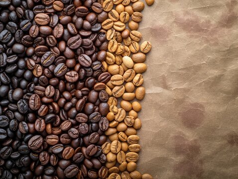 Mixture of different kinds of coffee beans. Coffee Background