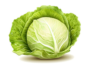Fototapeta premium Illustration of green cabbage on white background 