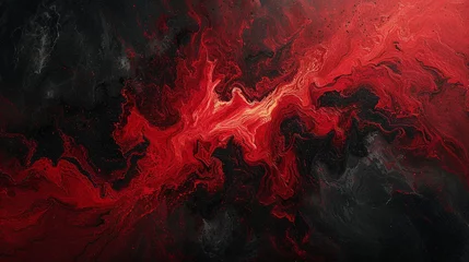 Foto auf Alu-Dibond A dramatic and intense abstract painting on a marble slab with deep red and black colors, resembling a volcanic eruption.  © Adnan Bukhari