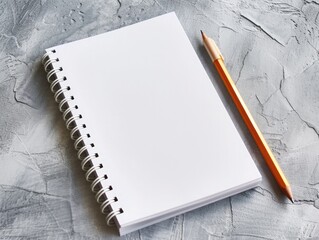 Blank notepad on gray desktop. Education, text, copy space concept
