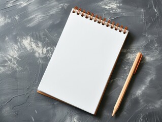 Blank notepad on gray desktop. Education, text, copy space concept