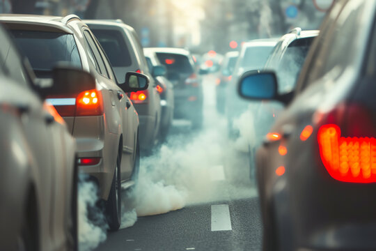 air pollution by cars, AI generated
