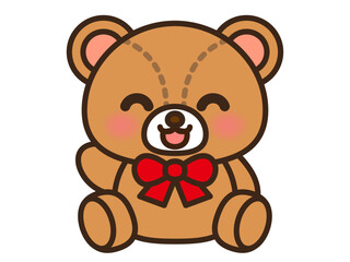 シンプルでかわいい笑顔のテディベアのベクターイラスト素材2