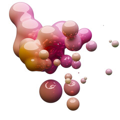 3d illustration, modern glossy metaballs with colorful gradient material. Abstract figures with the effect of liquid plastic. Minimalist design, liquid plastic, liquid glossy metal.