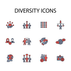 Diversity icon. vector.Editable stroke.linear style sign for use web design,logo.Symbol illustration.