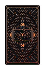Tarot card concept. Mysticism and esotericism. Spirituality with golden ornament and pattern. Graphic element for website. Cartoon flat vector illustration isolated on white background