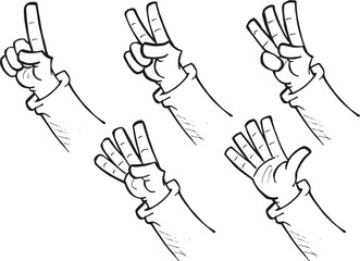 Obraz premium Hands 1 2 3 4 5 line