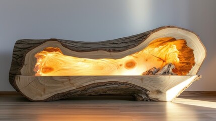 a weathered wood log, showcasing its natural textures and imperfections.