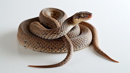 Fototapeta premium A beautiful image of a snake isolated on a plain white background. close up of a snake