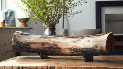 a weathered wood log, showcasing its natural textures and imperfections.