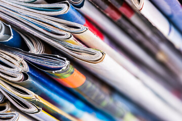 Old colored paper magazines, macro view