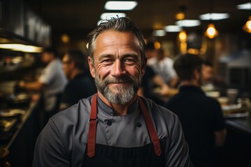 Fototapeta premium Team Unity: The White Chef Stands Before His Team, Fostering Collaboration and Creativity in the Culinary Workspace