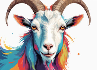 Colorful Abstract Art of Majestic Goat