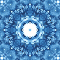 Mandala design in tie dye style.. Seamless repeating pattern. Abstract background.